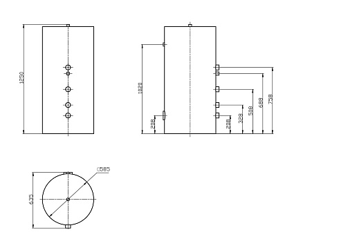 2D Бойлер 200 литров габариты Модель-001