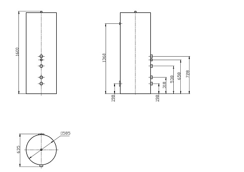 2D Бойлер 300 литров габариты Модель-001